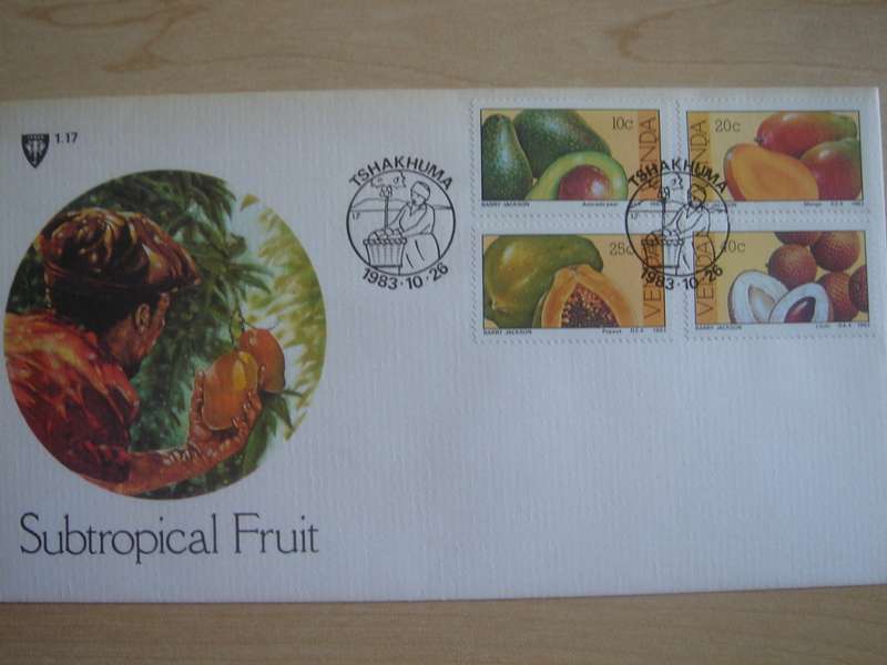 1983 Venda - Subtropical Fruit 10,20,25,40 c stamped on FDC