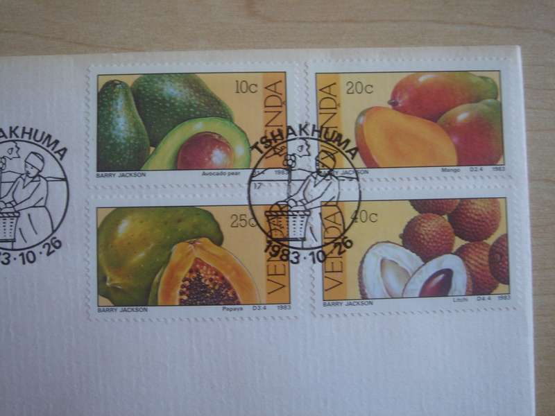 1983 Venda - Subtropical Fruit 10,20,25,40 c stamped on FDC