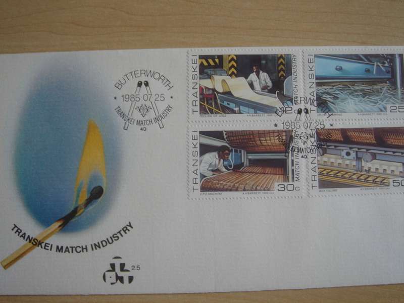 1985 Transkei - Match Industry 12,25,30,50 c stamped on FDC
