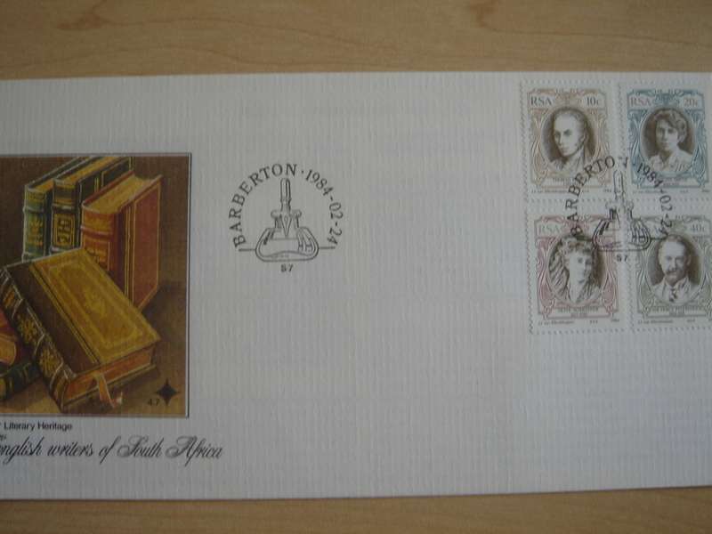 1984 RSA - English Writers 10,20,25,40 c stamped on FDC