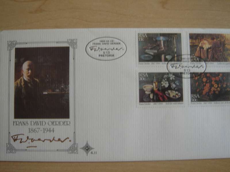 1985 RSA - Frans David Oerder Paintings 11,25,30,50 c stamped on FDC