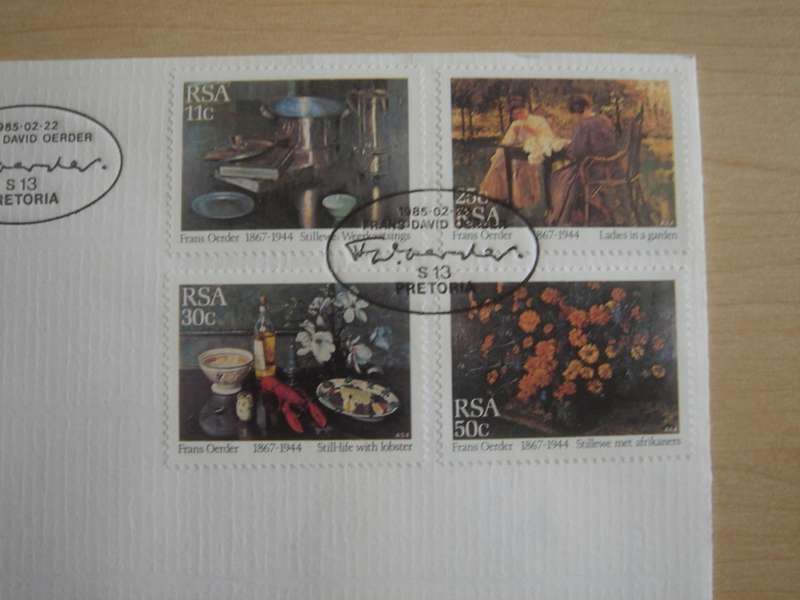 1985 RSA - Frans David Oerder Paintings 11,25,30,50 c stamped on FDC