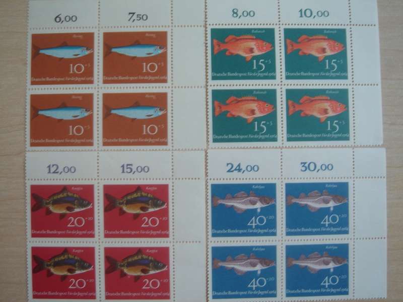 1964 BRD MiNr 412-415 Blocks of 4 MNH corner pieces