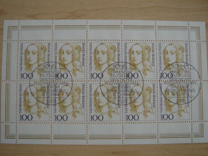 1994 - Kleinbogen (mini sheet of 10 stamps) MiNr 1755-1756 stamped in Bonn