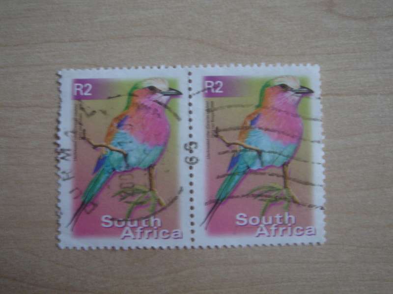 2000 RSA - Lilac-breasted Roller R 2 horizontal pair used, stamped
