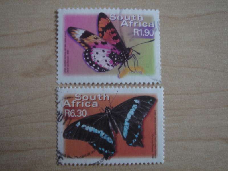 2001 RSA - Butterflies R1.90 + R6.30 used, stamped