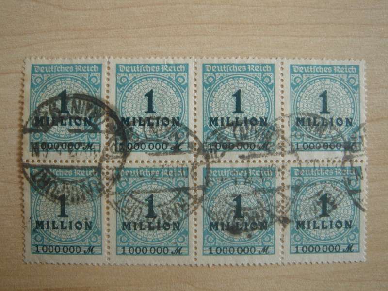 1923 Deutsches Reich MiNr 314 A P Block of 8 used, stamped