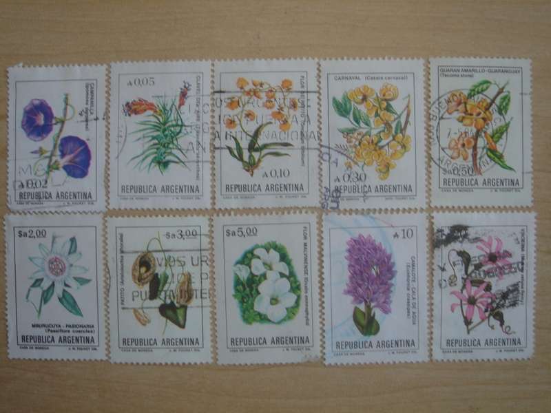 1984/5 Argentina - Flowers, 0,02/0,05/0,10/0,30/0,50/2/3/5/10/20 A$ used, stamped