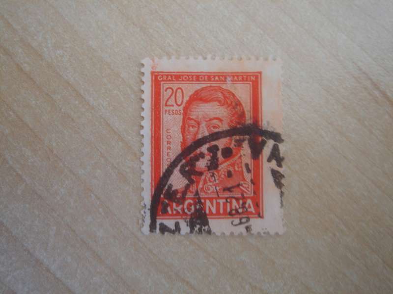 1959 Argentina - General San Martin 20 Pesos used, stamped
