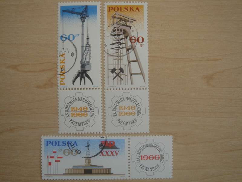 1966 Polska Industry 20th Anniversary 3 x 60 GR stamped
