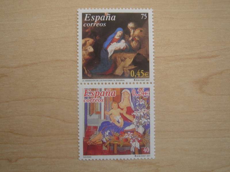 2001 Espana - Christmas vertical pair 0,25 + 0,45 MNH