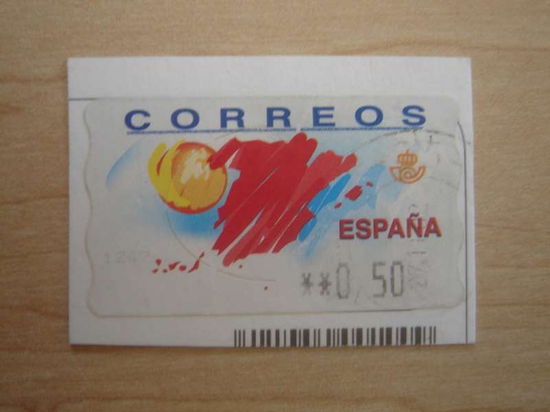 2001 Espana - ATM 0,50 used, stamped on postal item