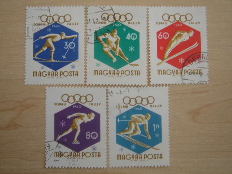 1960 Hungary - Winter Olympics Squaw Valley 30,40,60,80 f + 1 Ft used, stamped