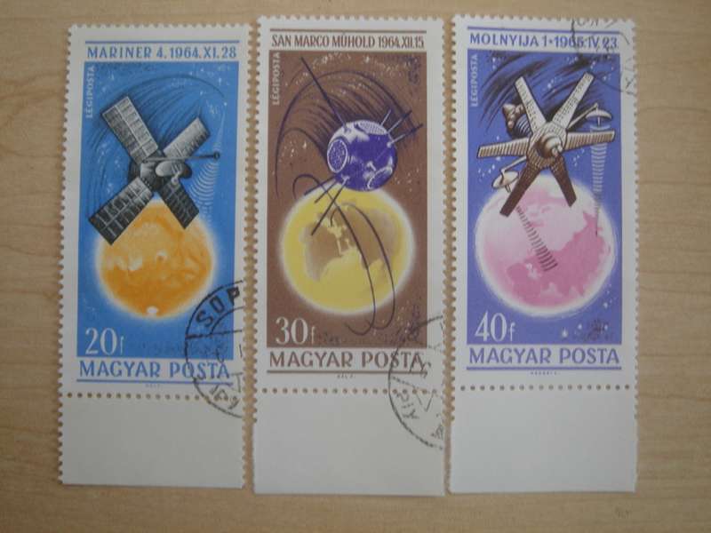 1965 Hungary - Satellites 20,30,40 f, used, stamped with border