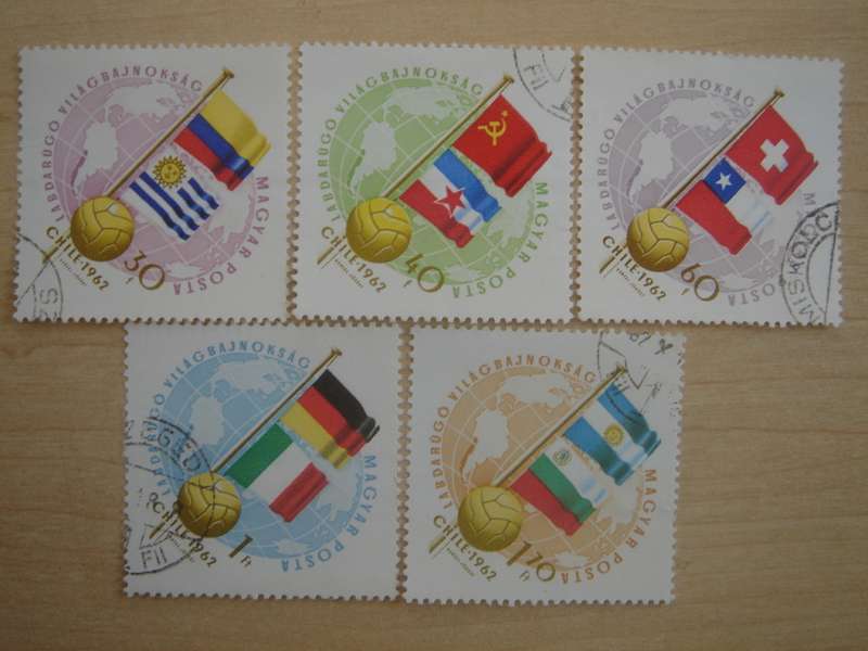 1962 Hungary - Football World Cup Chile 30,40,60 f, 1, 1.70 Ft used, stamped