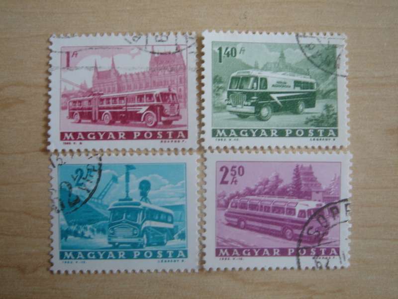 1963 Hungary - Bus Services 1, 1.40, 2, 2.50 Ft used, stamped