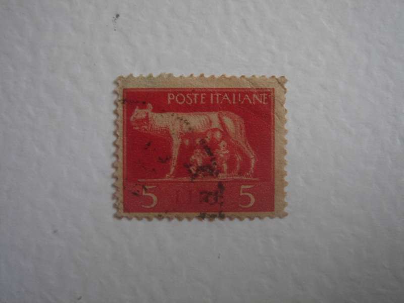 1929 Italia - Romulus, Remus and Wolf 5 L. used stamp