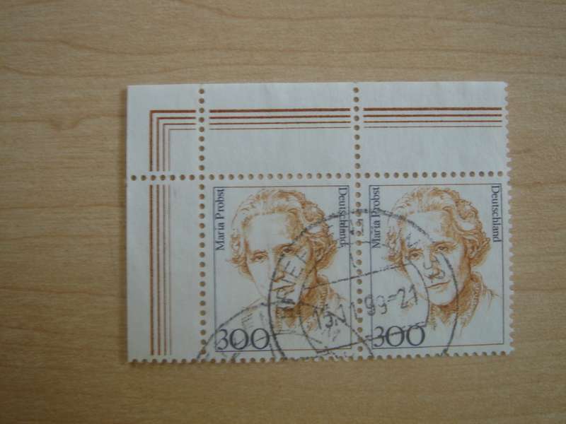 1997 Deutschland MiNr 1956 horizontal pair used, stamped corner piece