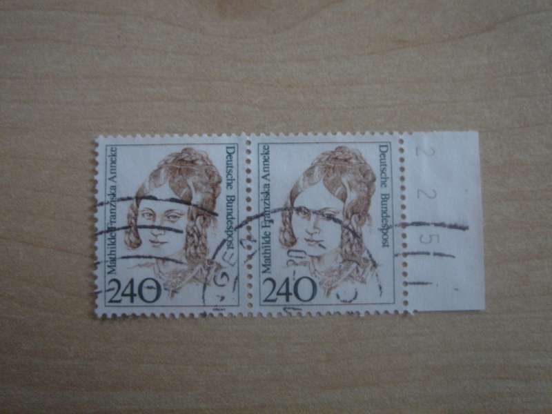 1988 Deutschland MiNr 1392 horizontal pair used, stamped with border