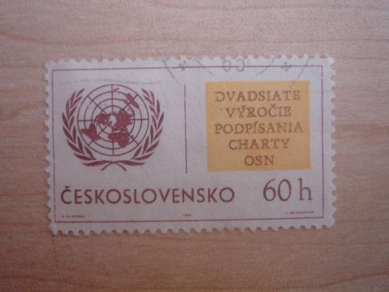 1965 CZ - UN Charter 20th Anniversary 60 h used, stamped