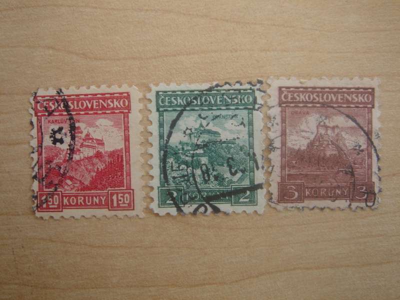 1926 CZ Castles & Cities 1.50,2,3 K used, stamped