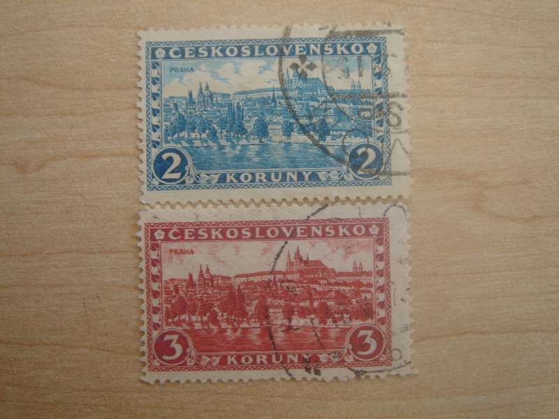 1926 CZ Castles & Cities 2 + 3 K used, stamped