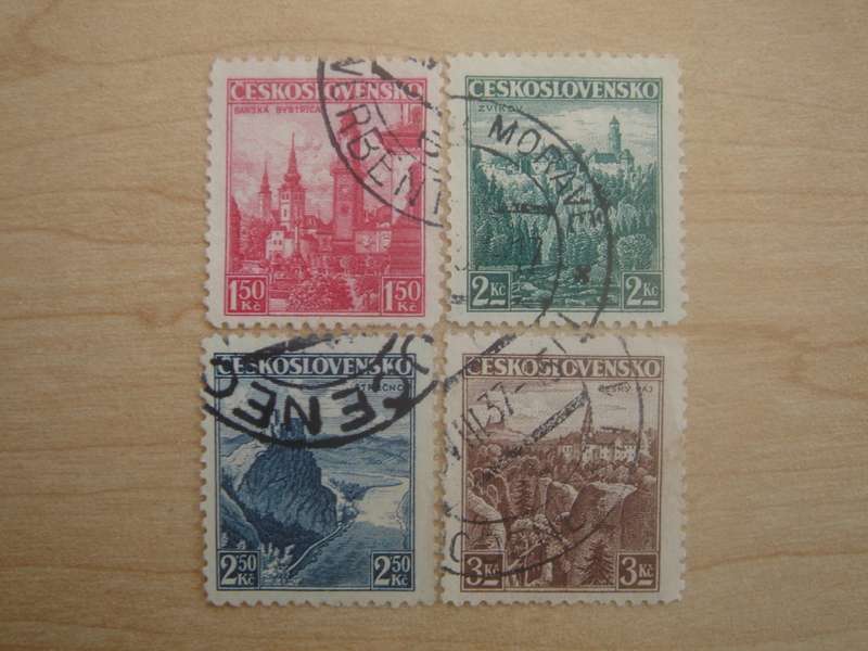 1936 CZ Castles 1.50,2,2.50,3 K used, stamped