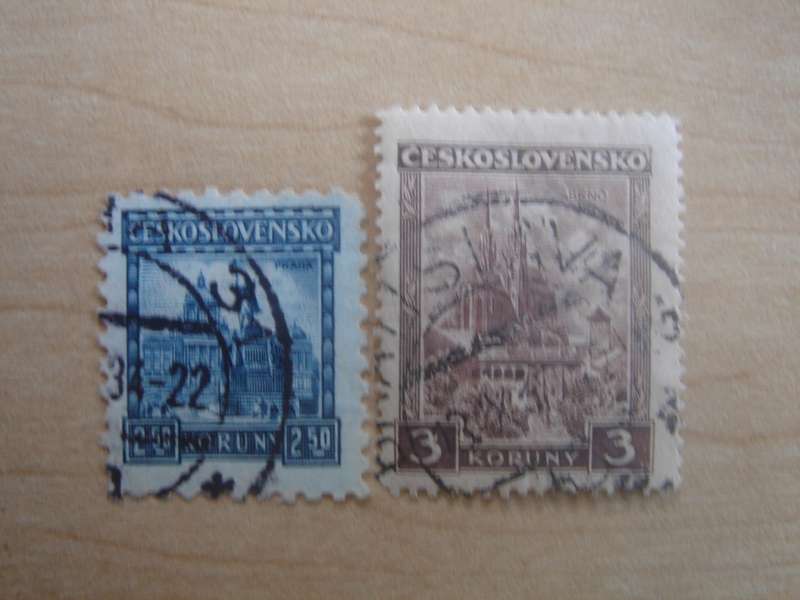 1929 CZ Cities Praha & Brno 2.50 + 3 K used, stamped