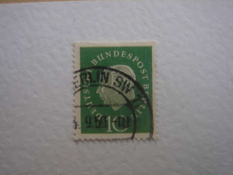 1959 West Berlin MiNr 183 w R used, stamped with number `645` on the back