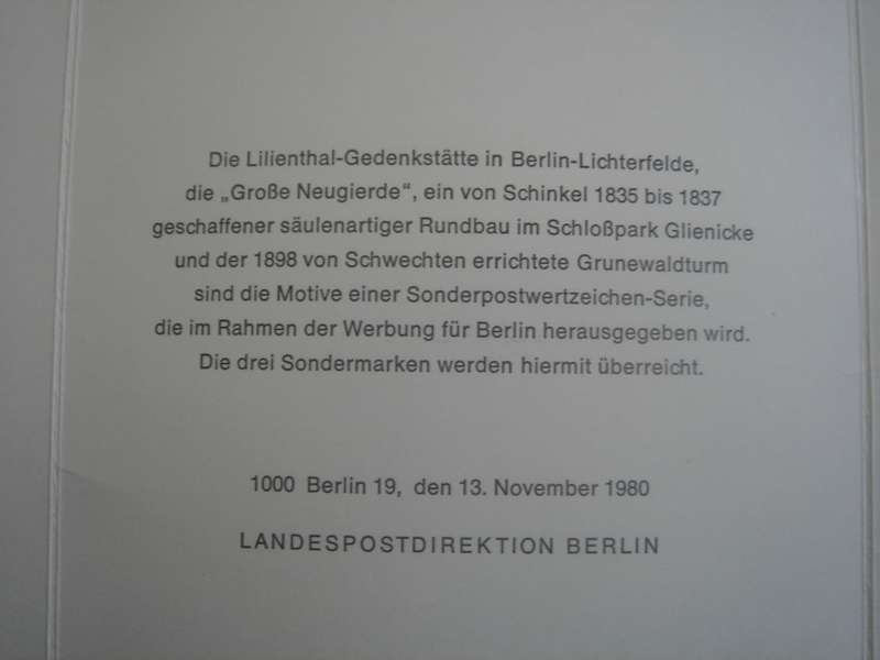1980 West Berlin MiNr 634-636 FD stamped + MNH in Folder