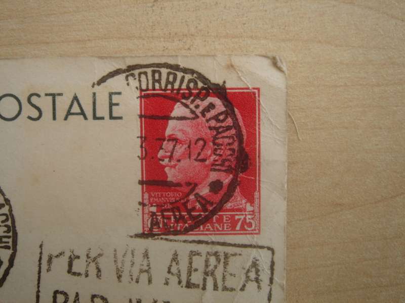 1929 Italia - King Victor Emmanuel III 75 C (print) stamped (1937) on postcard