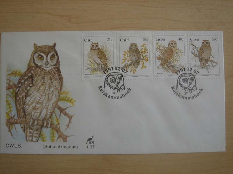 1991 Ciskei - Owls 21,35,40,50 c on FDC stamped