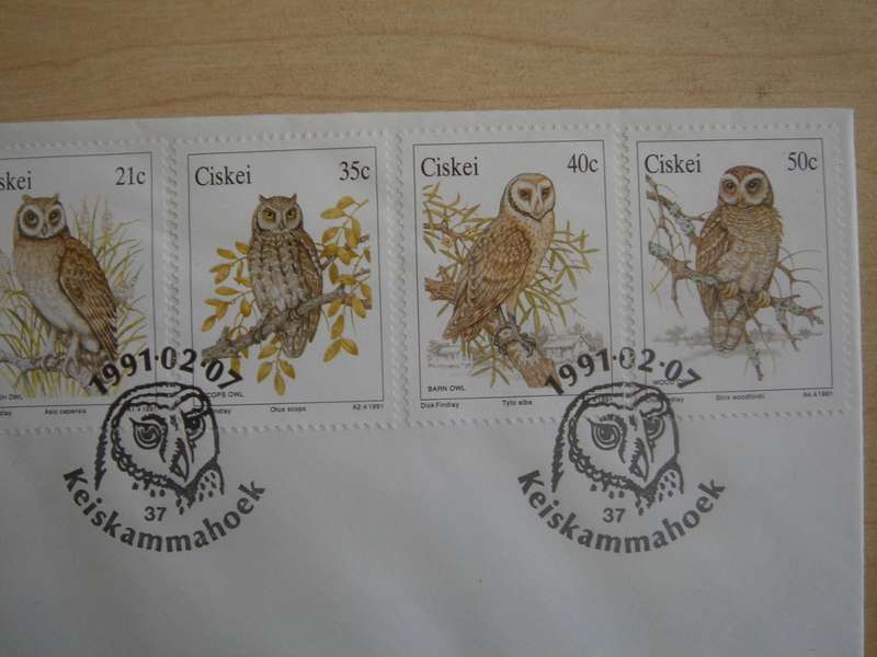 1991 Ciskei - Owls 21,35,40,50 c on FDC stamped