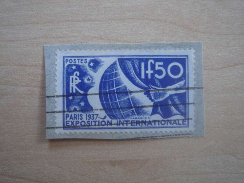 1936 France - World Exhibition Paris 1 F 50 on postal item stamped