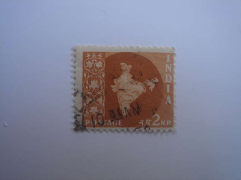 1957 India - Map of India 2 NP used, stamped