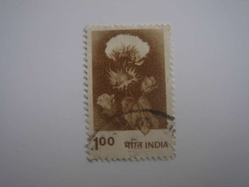 1980 India - Cotton Plant 1.00 Re used, stamped