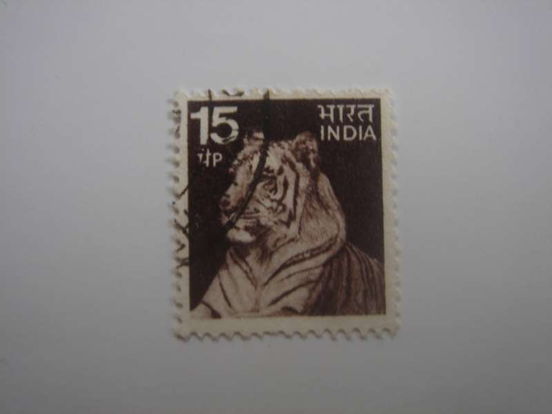 1974 India - Tiger 15 P used, stamped