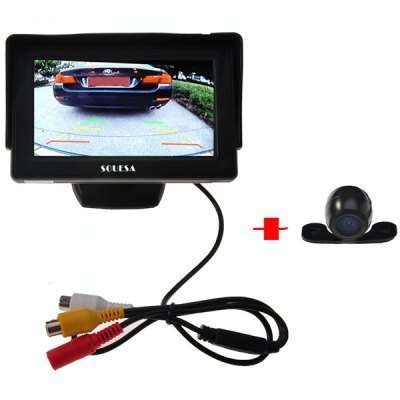 4.3 inch Car Rear View Monitor Parking Reversing Camera Kit - BLACK