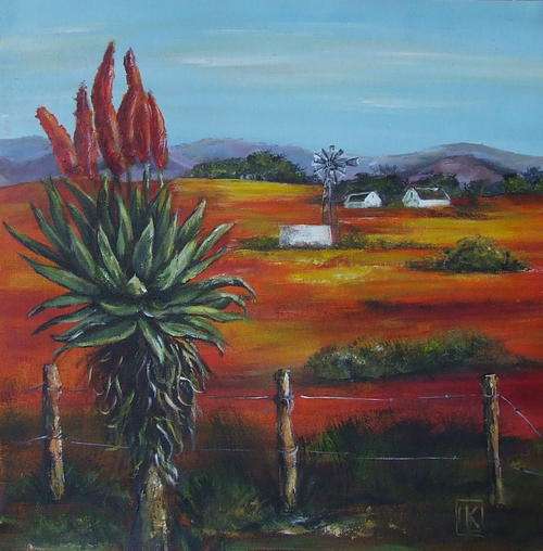 " Landscape" - Painting by K Bester  - Acrylic on canvas - 350x350mm