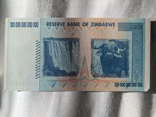 Zimbabwe Banknote, $100 Trillion Dollars, AA Series, 2008