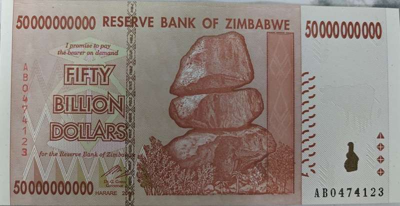 Zimbabwe 50 Billion Dollars Special Agro Cheque, 2008, P-63, UNC