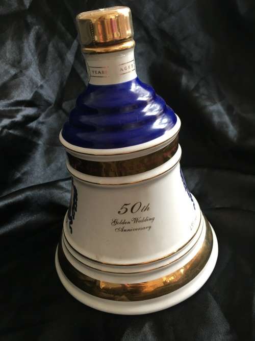 BELLS CERAMIC DECANTER- GOLDEN WEDDING 1997- STILL SEALED