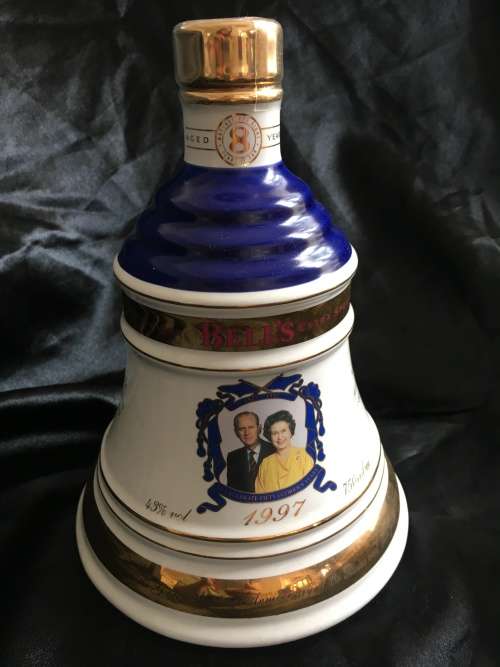 BELLS CERAMIC DECANTER- GOLDEN WEDDING 1997- STILL SEALED