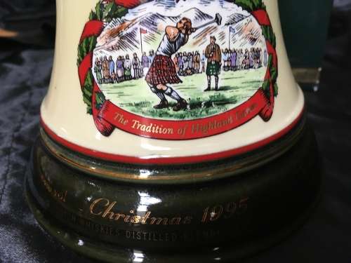 BELLS CERAMIC DECANTER- CHRISTMAS 1995- STILL SEALED