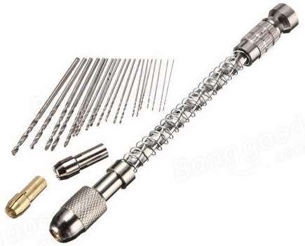 Spiral Spring Loaded Pin Vise & 20 Drill Bits