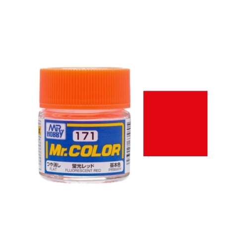Mr Color Flourescent Red Semi-Gloss Acrylic - 10ml Bottle