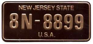 NEW JERSY STATE MINI NUMBER PLATE