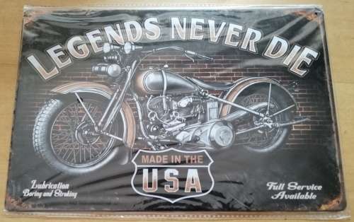 LEGENDS NEVER DIEMETAL SIGN
