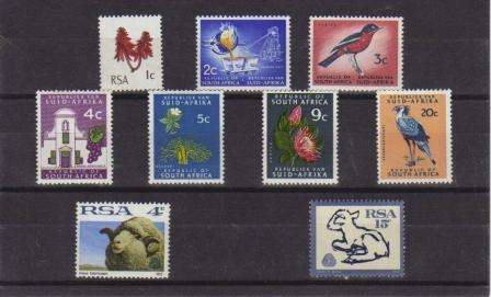 RSA 1ST DEFINITIVES 1971/72 RSA WMK PHOSPHOR PAPER SET OF 9 MNH SINGLES