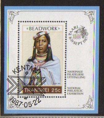 TRANSKEI 1987 BEADWORK USED (CTO) FOUNDATION MINIATURE SHEET